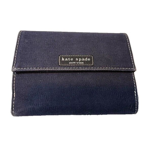 Kate Spade NY Black Cloth Bifold Wallet Snap Close Coin Pocket Classic Casual - Picture 1 of 4